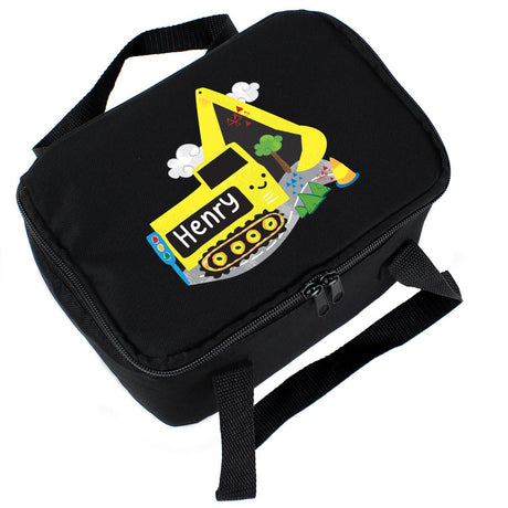 Personalised Digger Black Lunch Bag - Lunch Boxes & Bags at Gift Moments