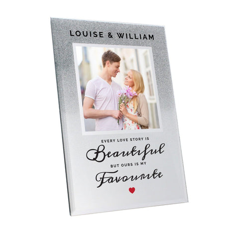 Personalised Every Love Story Is Beautiful Glitter Glass Photo Frame - Photo Frames at Gift Moments