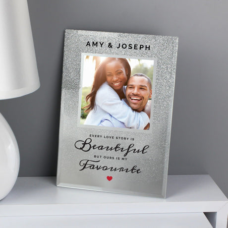 Personalised Every Love Story Is Beautiful Glitter Glass Photo Frame - Photo Frames at Gift Moments