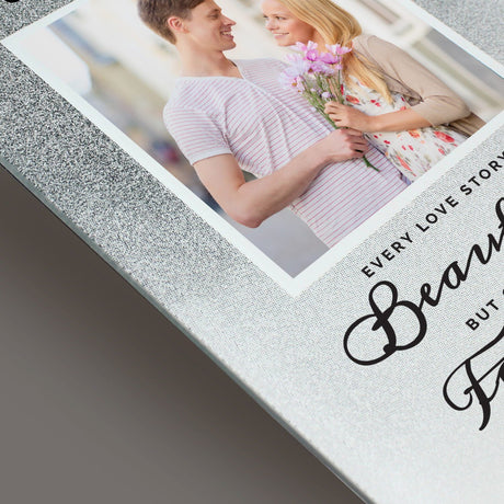 Personalised Every Love Story Is Beautiful Glitter Glass Photo Frame - Photo Frames at Gift Moments