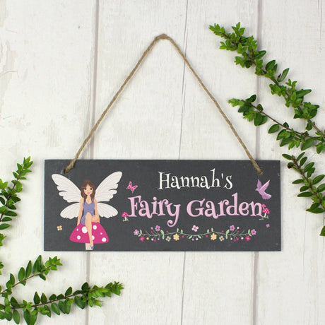 Personalised Fairy Garden Printed Hanging Slate Plaque - Signs & Plaques at Gift Moments