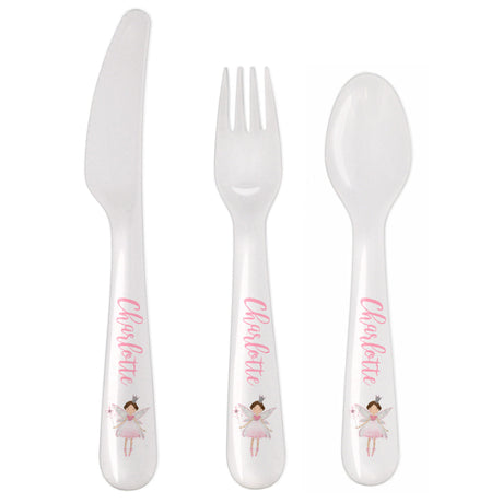 Personalised Fairy Princess 3 Piece Plastic Cutlery Set - Cutlery Sets at Gift Moments