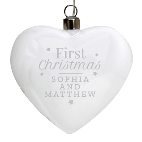 Personalised First Christmas LED Hanging Glass Heart - LED Lighting at Gift Moments