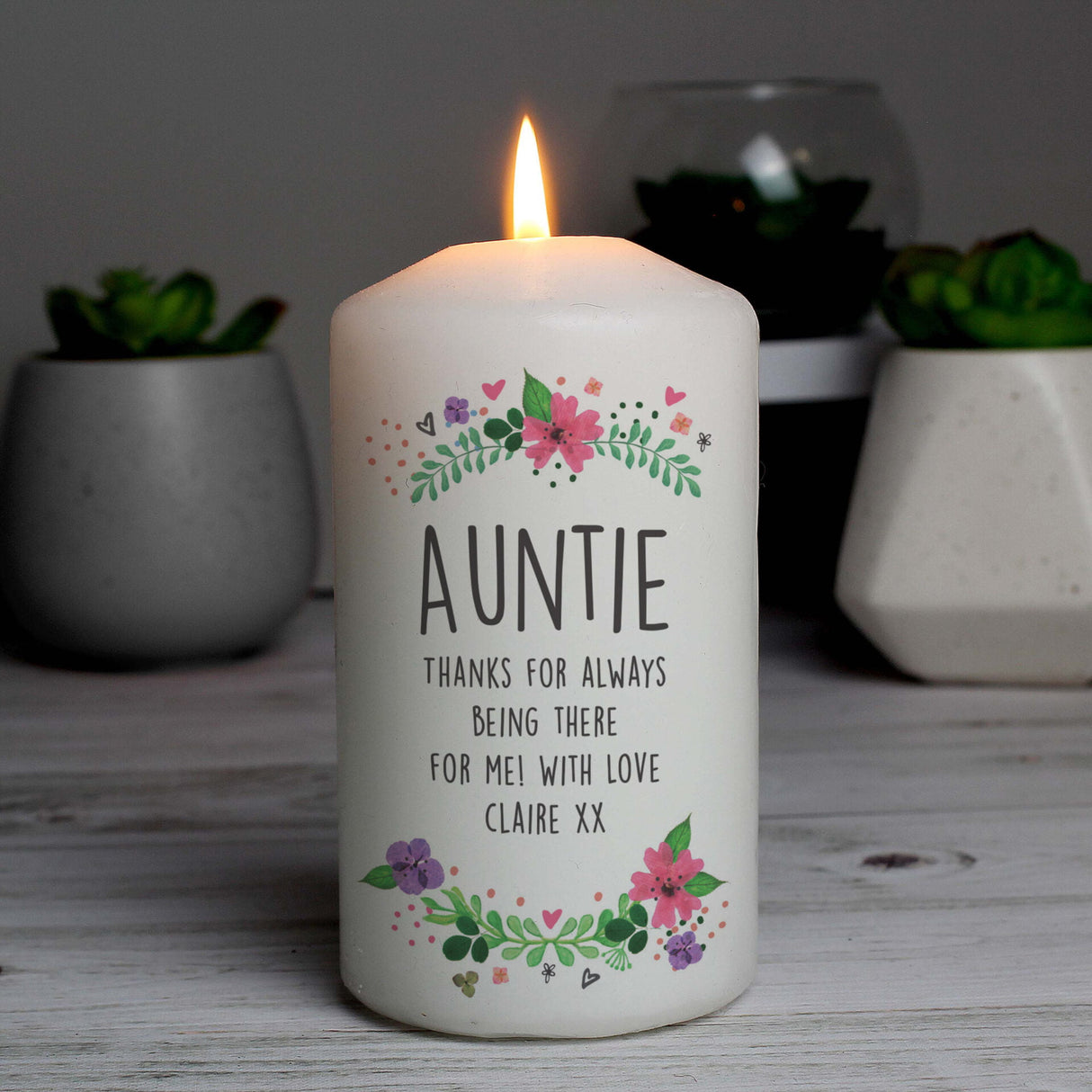 Floral Pillar Candle - Gift Moments