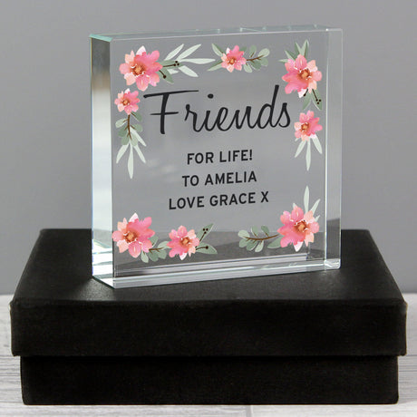 Personalised Floral Sentimental Crystal Token - Crystal Tokens at Gift Moments