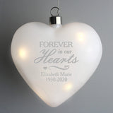 Personalised Forever In Our Hearts LED Hanging Glass Heart - LED Lighting at Gift Moments