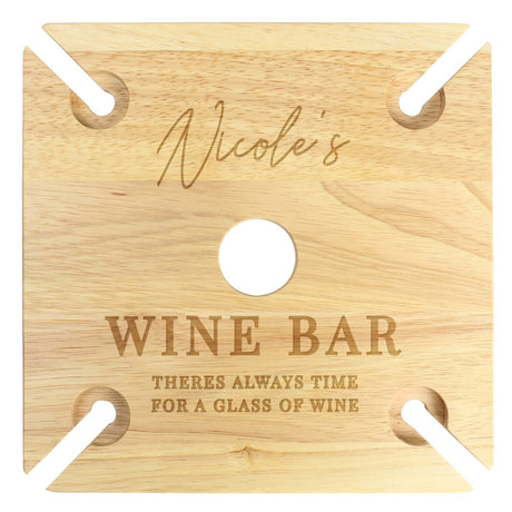 Personalised Free Text Four Wine Glass Holder & Bottle Holder - Barware at Gift Moments