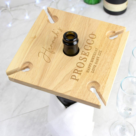 Personalised Free Text Four Wine Glass Holder & Bottle Holder - Barware at Gift Moments