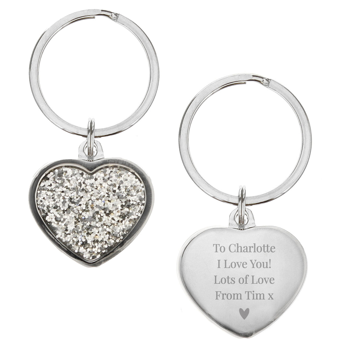 Personalised Diamante Heart Keyring - Keyrings at Gift Moments