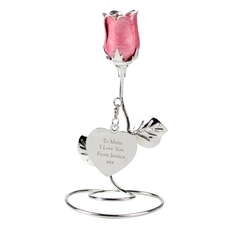 Personalised Free Text Pink Rose Bud Ornament - Keepsakes at Gift Moments