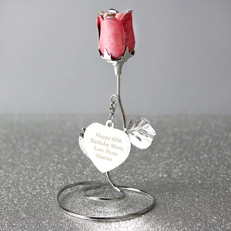 Personalised Free Text Pink Rose Bud Ornament - Keepsakes at Gift Moments