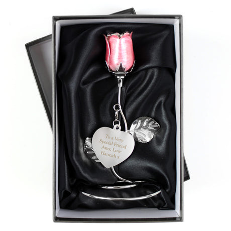 Personalised Free Text Pink Rose Bud Ornament - Keepsakes at Gift Moments