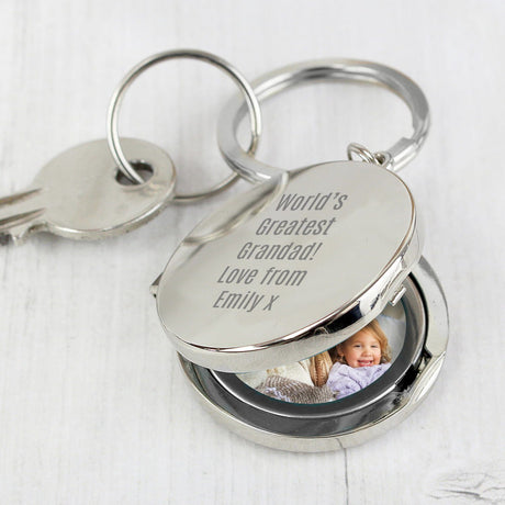 Free Text Round Photo Keyring - Gift Moments