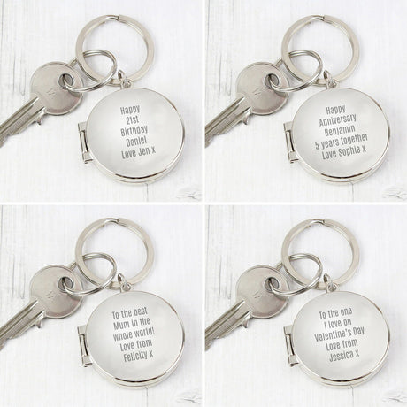 Free Text Round Photo Keyring - Gift Moments