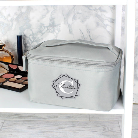 Personalised Grey Initial Toiletry Bag: 3 - Toiletry & Makeup Bags By Gift Moments