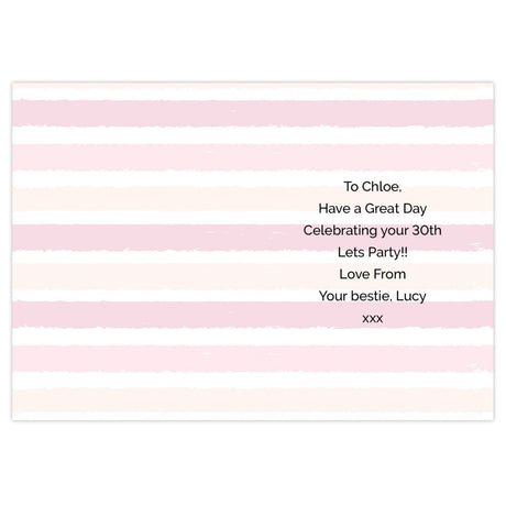 Personalised Gold and Pink Stripe Birthday Card - Greeting Cards at Gift Moments