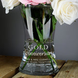 Personalised Gold Anniversary Glass Vase - Vases & Plant Pots at Gift Moments