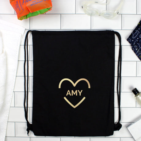 Personalised Gold Heart Kit Bag - Kids Bags at Gift Moments