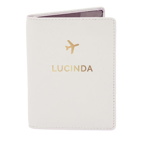 Personalised Gold Name Cream Passport Holder - Travel Accessories at Gift Moments