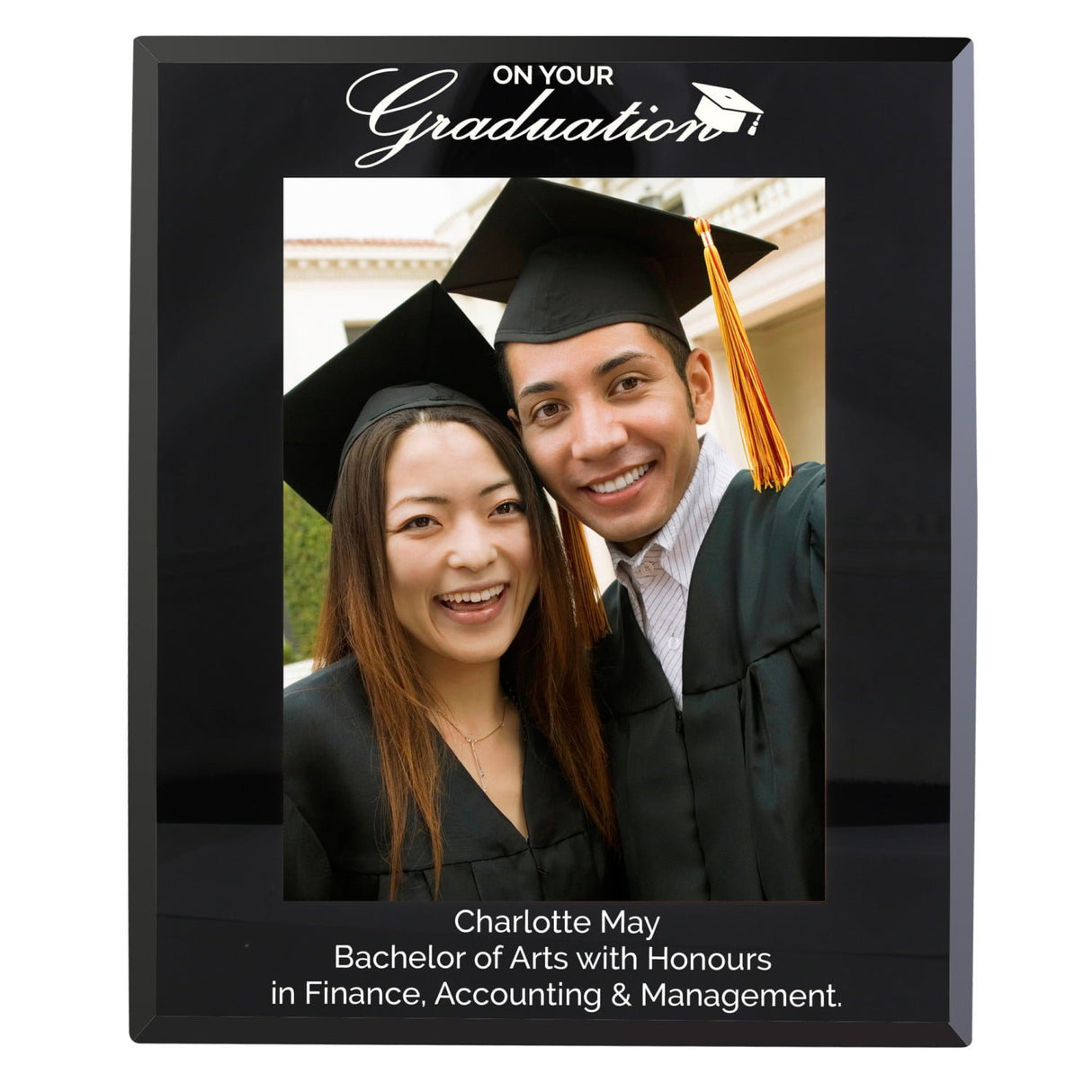 Graduation Black Glass 7x5 Photo Frame - Gift Moments