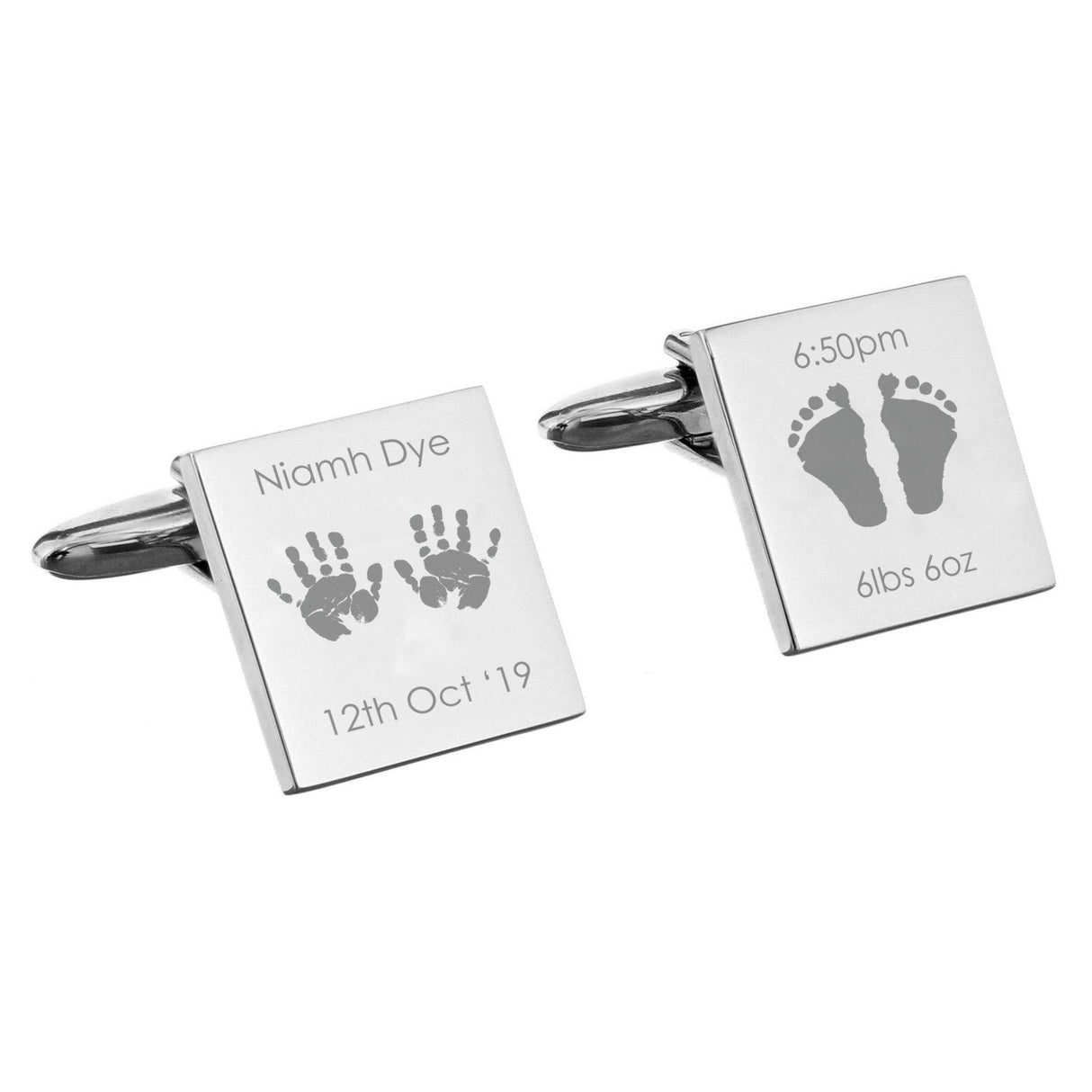 Personalised Hands and Feet New Baby Square Cufflinks - Cufflinks & Tie Slides at Gift Moments