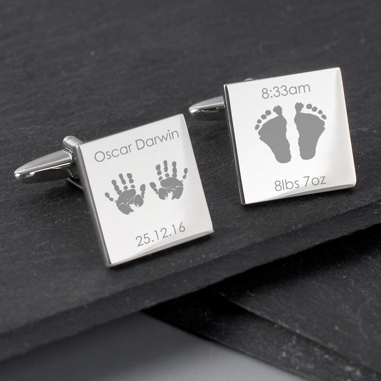 Personalised Hands and Feet New Baby Square Cufflinks - Cufflinks & Tie Slides at Gift Moments