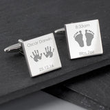 Personalised Hands and Feet New Baby Square Cufflinks - Cufflinks & Tie Slides at Gift Moments