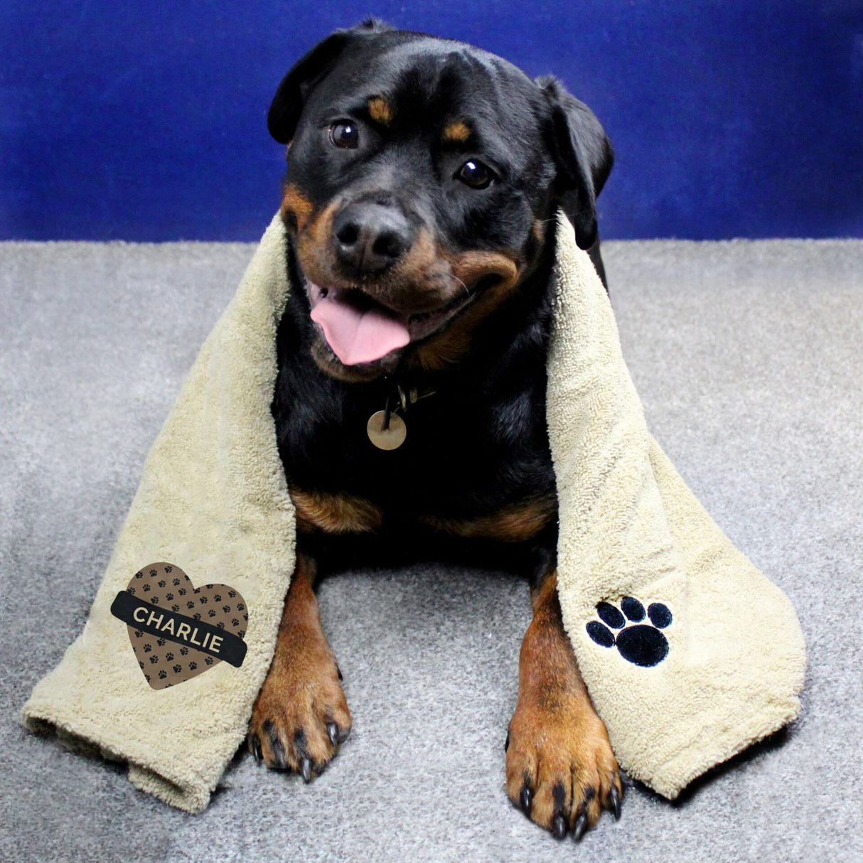 Personalised Heart Brown Microfibre Pet Towel - Pet Products at Gift Moments