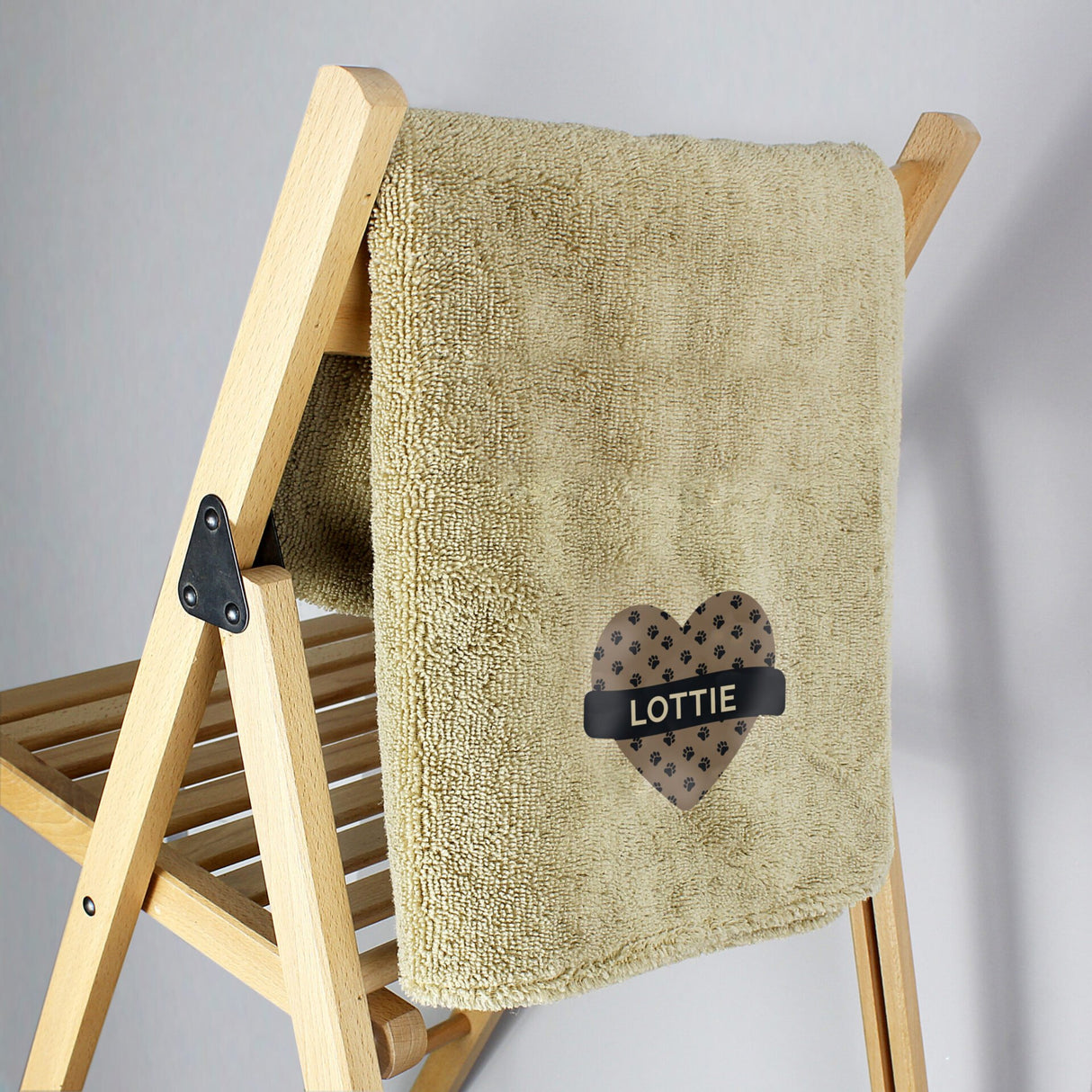 Personalised Heart Brown Microfibre Pet Towel - Pet Products at Gift Moments