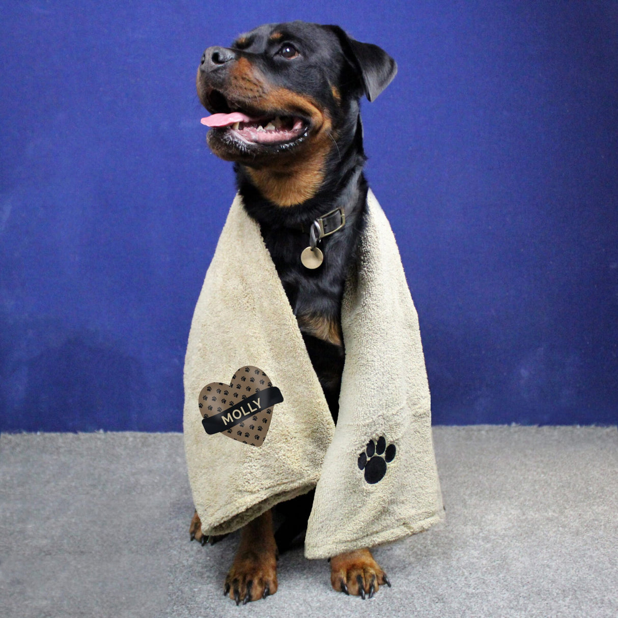 Personalised Heart Brown Microfibre Pet Towel - Pet Products at Gift Moments