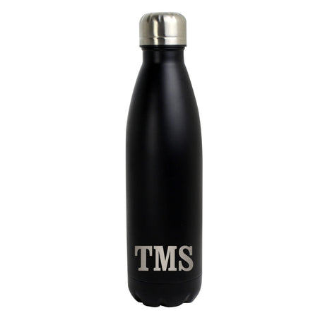 Personalised Initials Black Metal Insulated Drinks Bottle - Water Bottles at Gift Moments