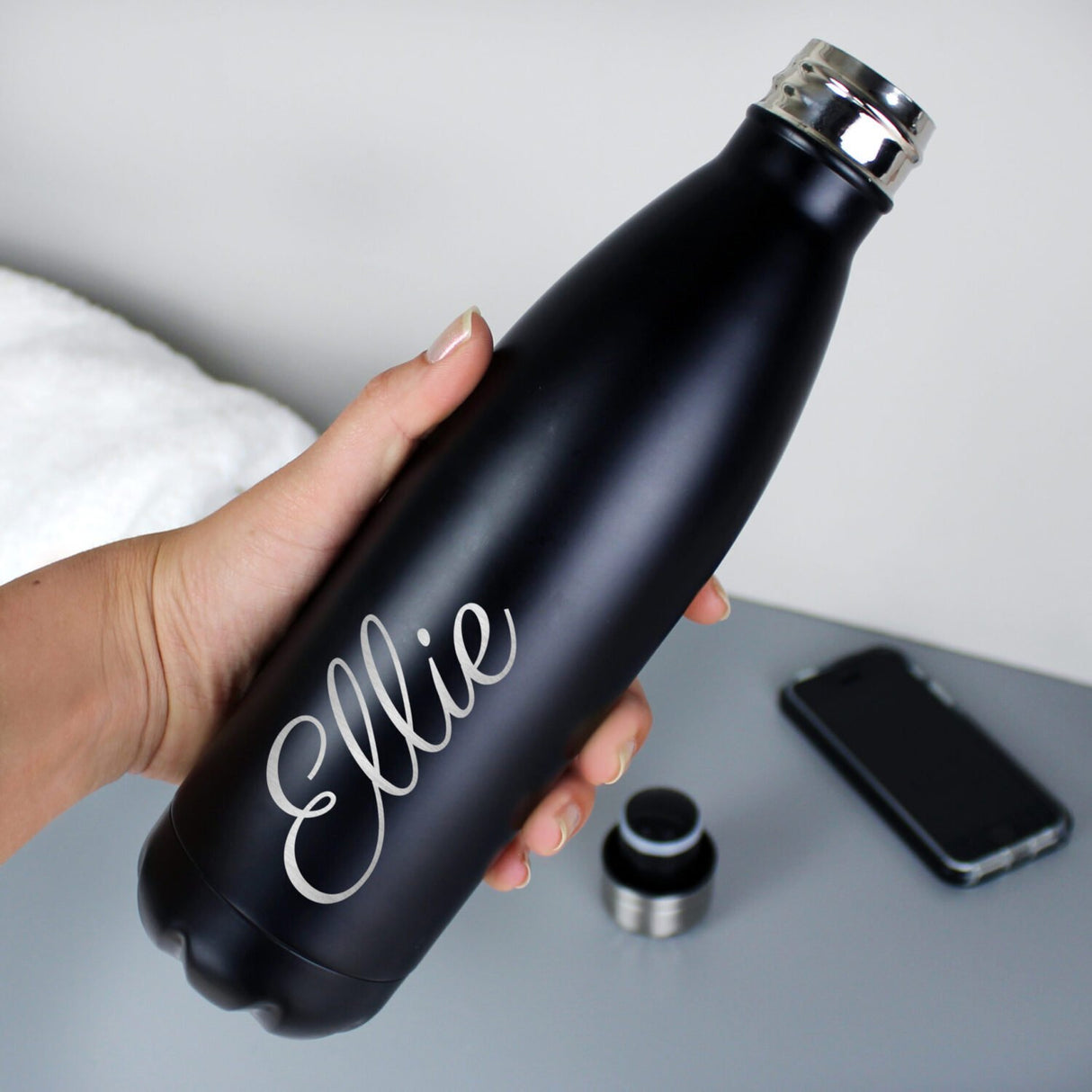 Personalised Black Metal Insulated Drinks Bottle - Water Bottles at Gift Moments