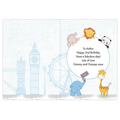 Personalised London Animal Bus Birthday Card - Greeting Cards at Gift Moments