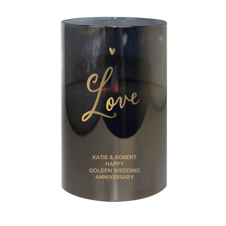 Personalised Love Smoked Glass LED Candle - LED Lighting at Gift Moments