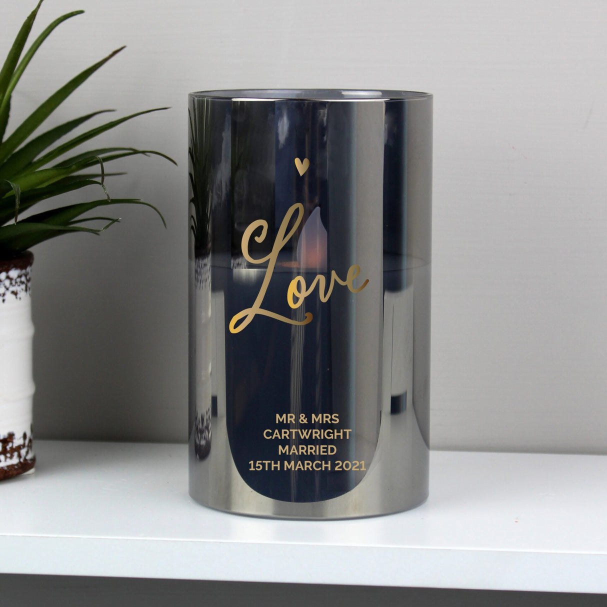 Personalised Smoked Glass LED Candle: 3 - LED Lighting By Gift Moments