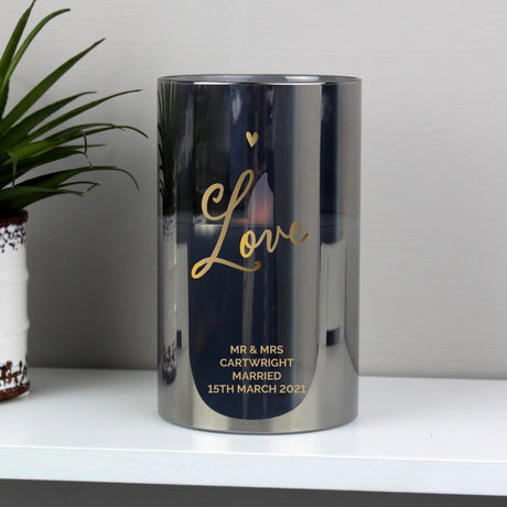 Personalised Love Smoked Glass LED Candle - LED Lighting at Gift Moments