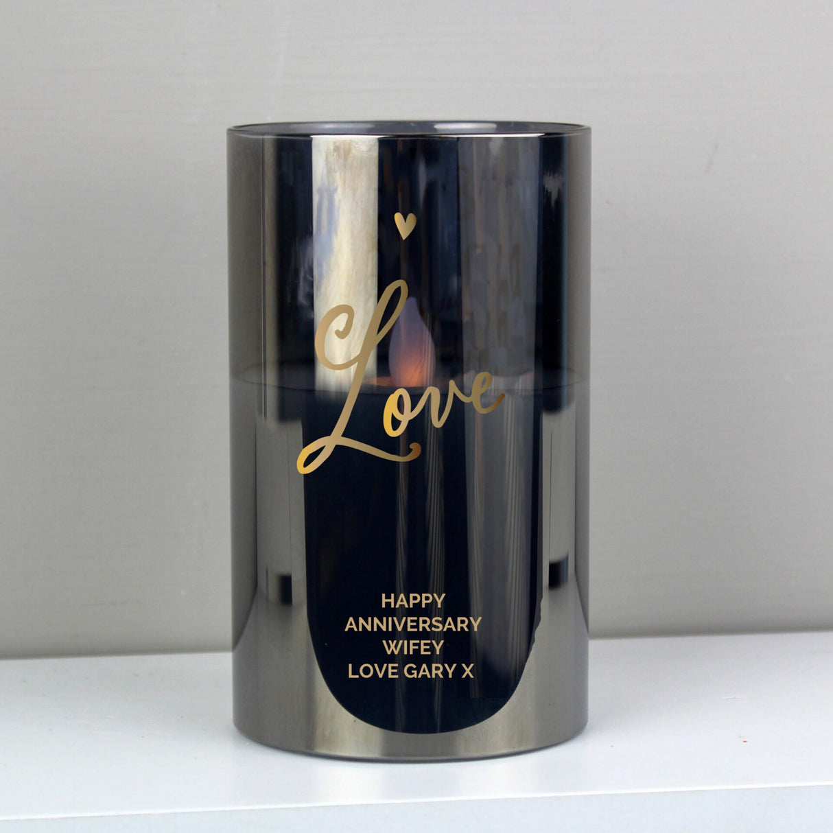 Personalised Smoked Glass LED Candle: 1 - LED Lighting By Gift Moments