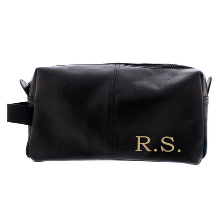 Luxury Initials Black Leatherette Wash Bag - Gift Moments