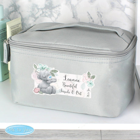 Personalised Floral Grey Toiletry Bag: 3 - Bags