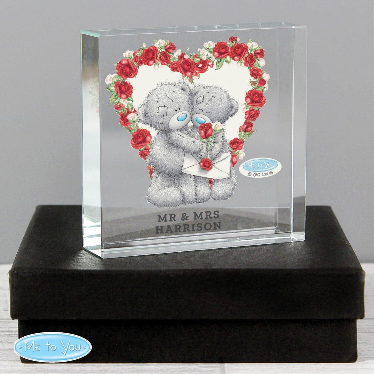 Personalised Me to You Rose Heart Crystal Token - Crystal Tokens at Gift Moments