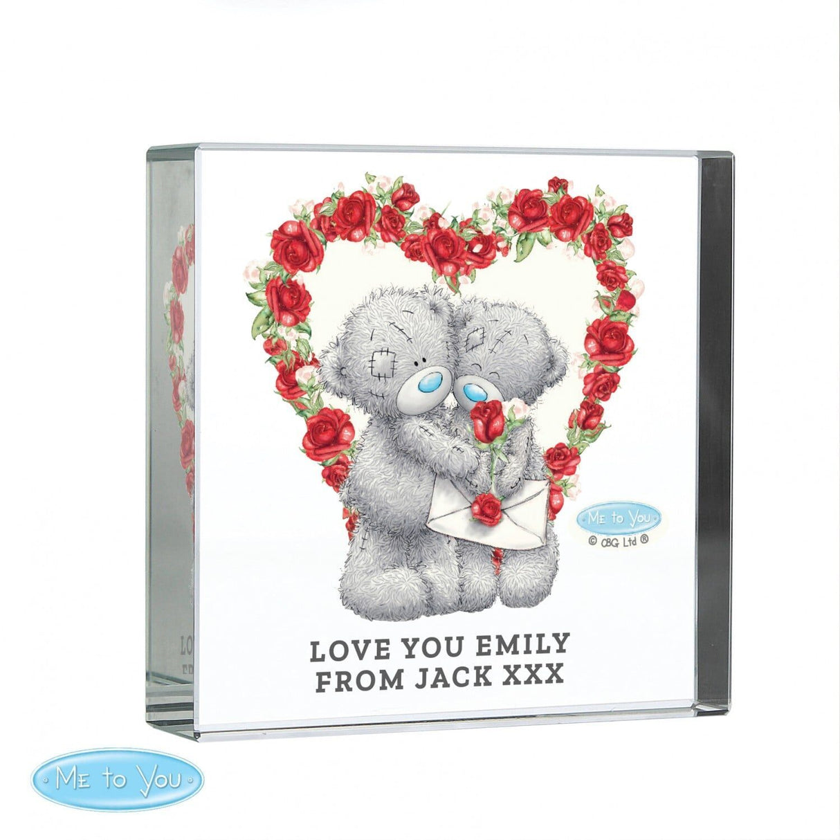 Personalised Me to You Rose Heart Crystal Token - Crystal Tokens at Gift Moments