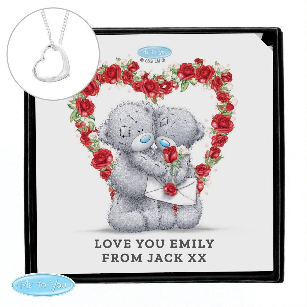 Personalised Me to You Roses Heart Necklace and Box - Necklaces at Gift Moments