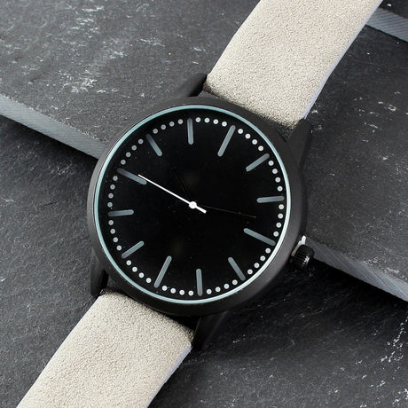 Mens Matte Black Watch with Grey Strap - Gift Moments