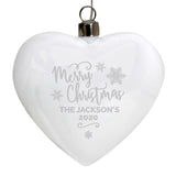 Personalised Merry Christmas LED Hanging Glass Heart - LED Lighting at Gift Moments