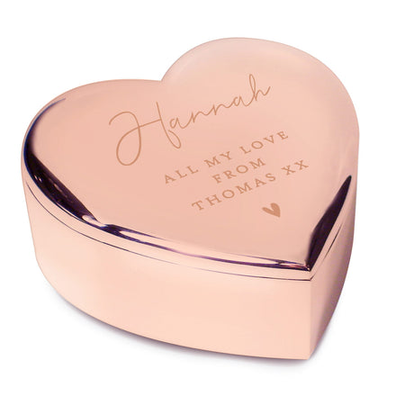 Personalised Free Text Rose Gold Heart Trinket Box - Trinket Boxes at Gift Moments