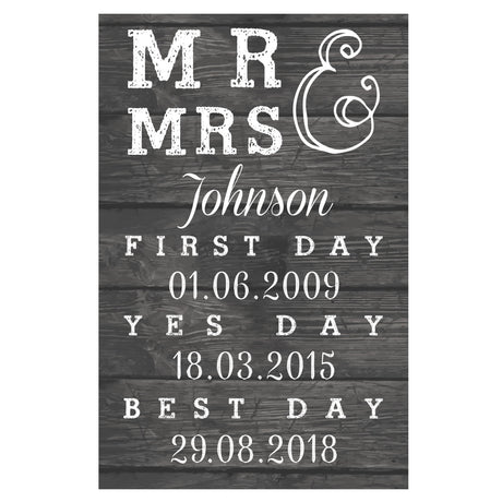 Personalised Mr & Mrs First Day Yes Day & Best Day Metal Sign - Signs & Plaques at Gift Moments