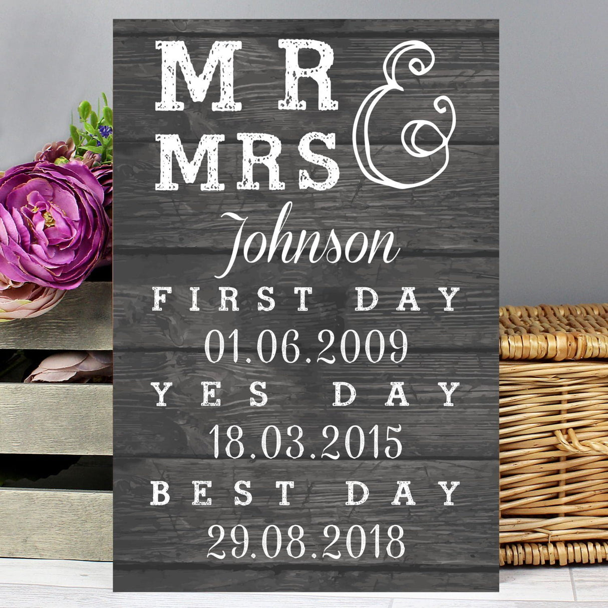 Personalised Mr & Mrs First Day Yes Day & Best Day Metal Sign - Signs & Plaques at Gift Moments