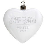 Mr & Mrs LED Hanging Glass Heart - Gift Moments