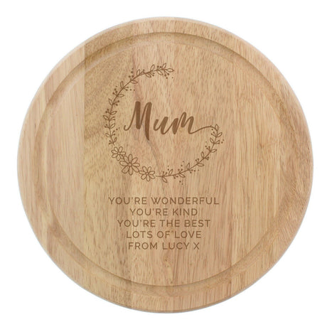 Personalised Mum Round Wooden Chopping Heart - Chopping Boards at Gift Moments