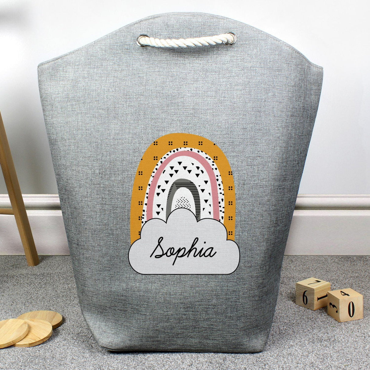 Personalised Mustard & Pink Rainbow Storage Bag - Storage at Gift Moments